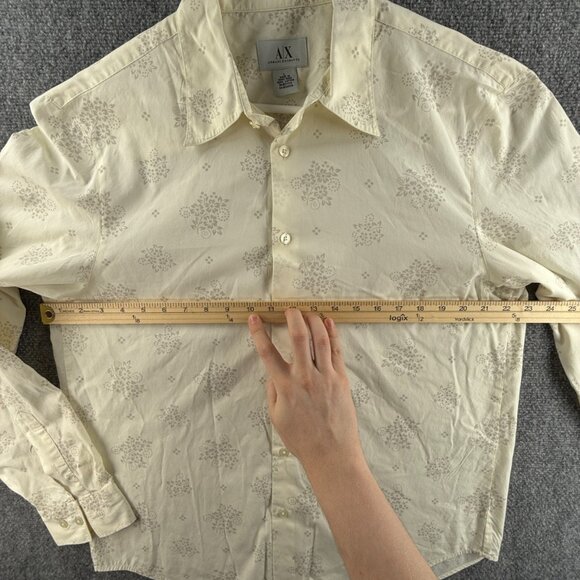 Armani Exchange Women Long Sleeve Button Up Shirt Floral Large Ivory Point - Picture 6 of 16